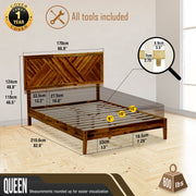 Chevron Parquet Solid Wood Bed Frame