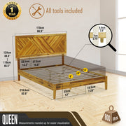 Chevron Parquet Solid Wood Bed Frame