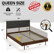 Chevron Upholstered Wood Platform Bed