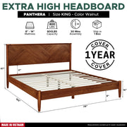 Chevron-Panel Solid Wood Bed Frame — alternate angle showing full form