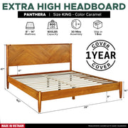 Close-up of slatted wood construction and grain detail — Chevron-Panel Solid Wood Bed Frame