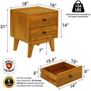 Two-Drawer Solid Wood Nightstand