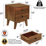 Two-Drawer Solid Wood Nightstand