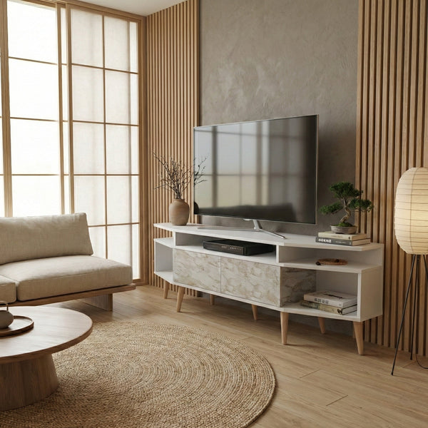 Wide-Wing Media Console TV Stand