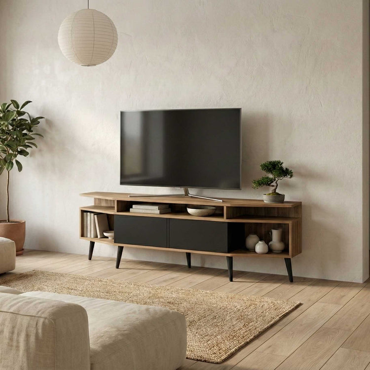 Wide-Wing Media Console TV Stand