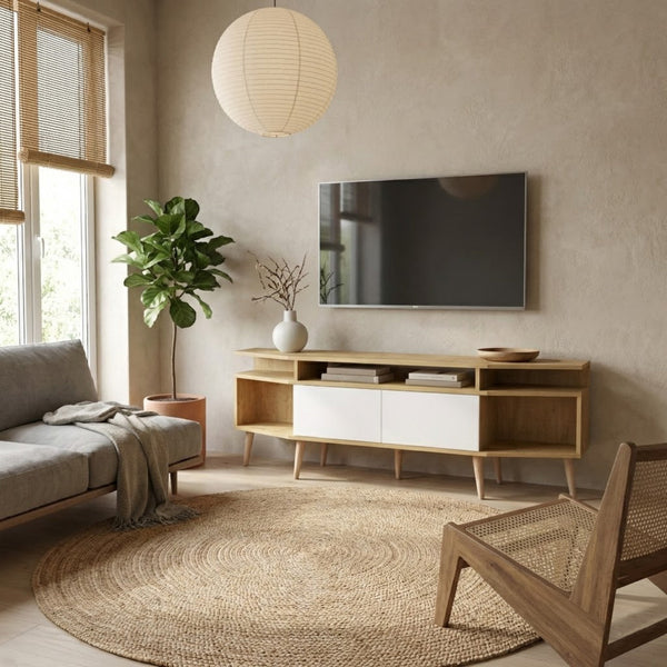 Wide-Wing Media Console TV Stand