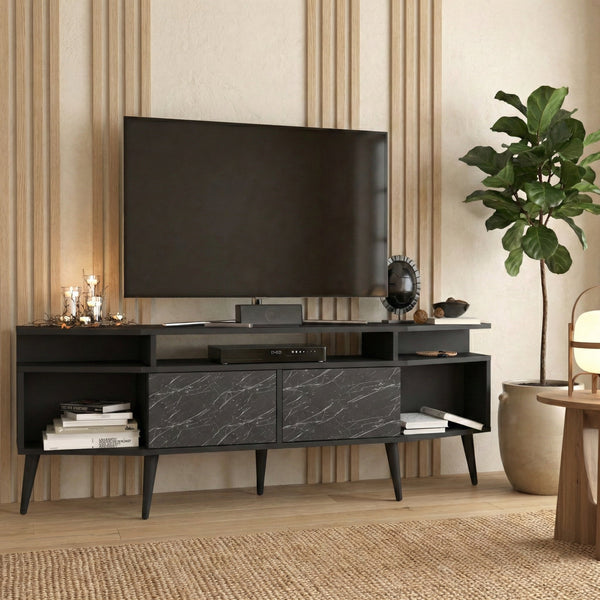 Wide-Wing Media Console TV Stand
