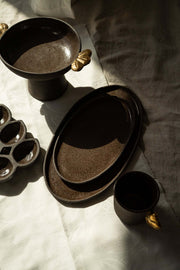 Grit-Glazed Stoneware Oval Platter