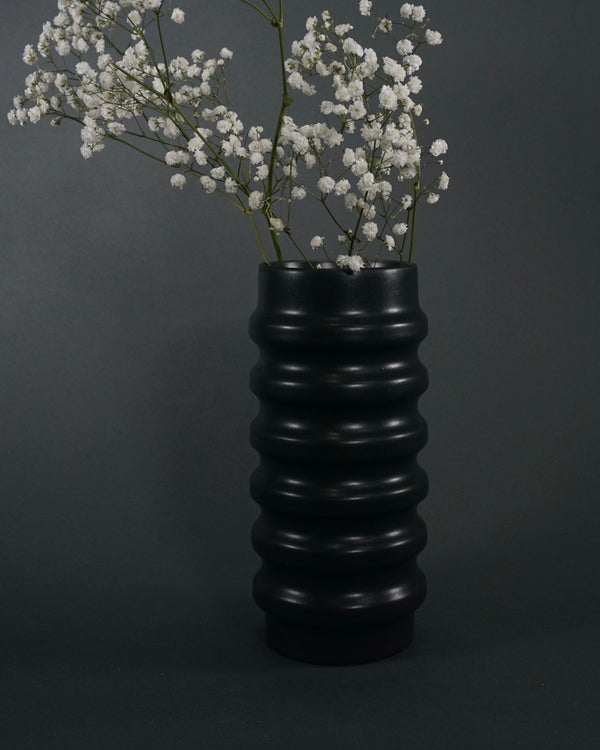 Ridged Matte Ceramic Vase
