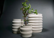 Ridged Ceramic Planter Set