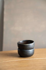 Rust-Glaze Stoneware Pinch Bowl — Iron-rust stoneware pinch bowl, hand-glazed with matte speckled finish