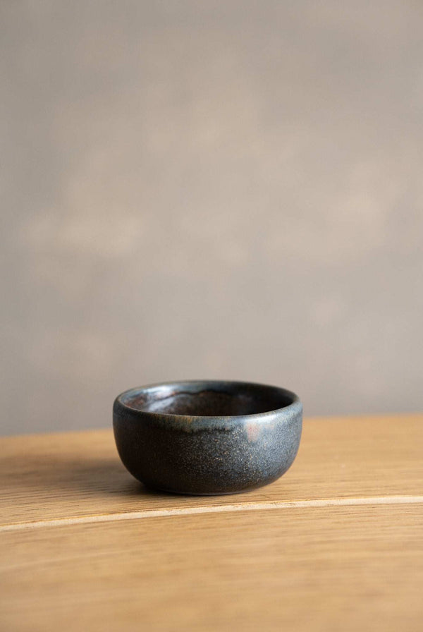 Close-up of hand-thrown stoneware glaze and texture detail — Rust-Glaze Stoneware Pinch Bowl