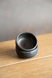 Rust-Glaze Stoneware Pinch Bowl — back and side profile detail