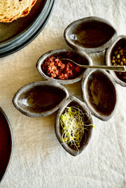 Dark Stoneware Six-Well Serving Dish