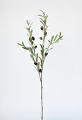 Fabric-Leaf Faux Olive Stem — Fabric-leaf stem with ripening fruit clusters in sage and near-black