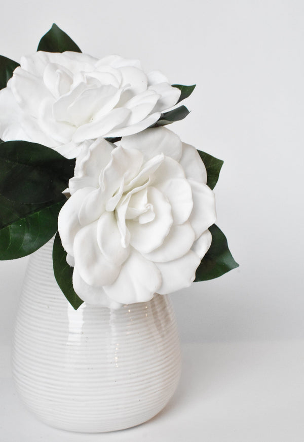 Soft-Touch Faux Gardenia Stem — Soft-touch faux gardenia stem, 11 inches, for vases and gathered arrangements