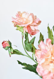 Silk-Touch Peach Peony Stem — back and side profile detail