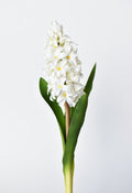 Soft White Faux Hyacinth Stem — White faux hyacinth stem with textured petals and deep-green leaves