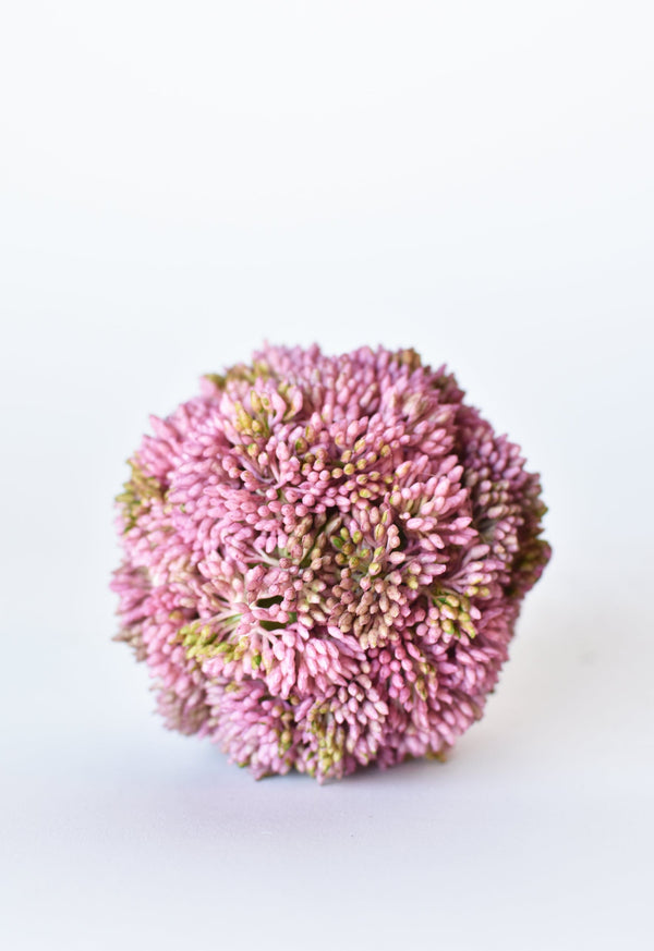 Mauve Faux Sedum Orb in a styled home setting