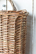 Woven Willow Wall Basket — Hand-woven willow wall basket, flat-backed with a looped hanging handle