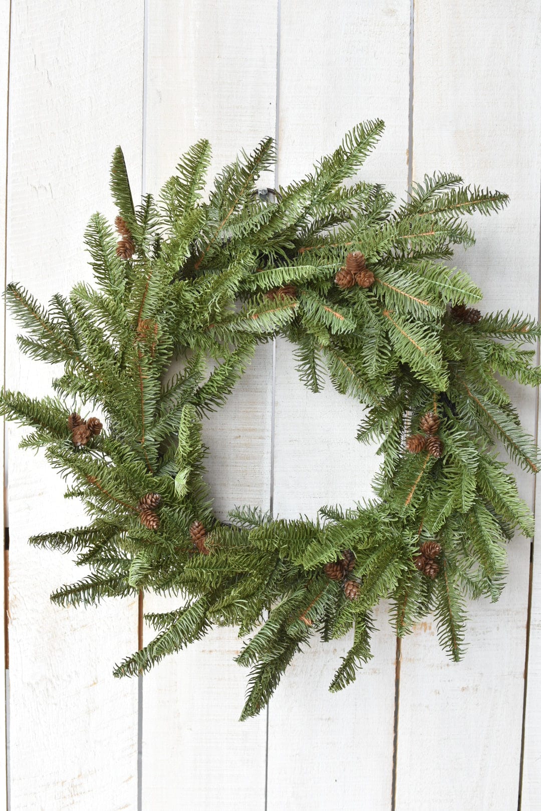 Faux Green Spruce Wreath with Pinecones, 24 in