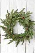 Faux Green Spruce Wreath with Pinecones, 24 in