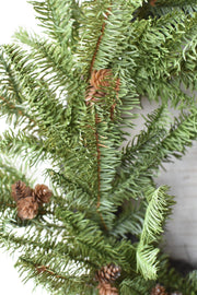 Faux Green Spruce Wreath with Pinecones, 24 in