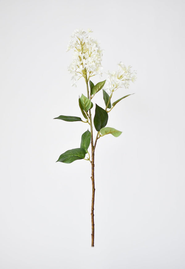 Fabric-Petal Cream Lilac Stem in a styled home setting