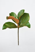 Faux Magnolia Leaf Stem — A 14-inch faux magnolia stem with copper-rust and deep green foliage