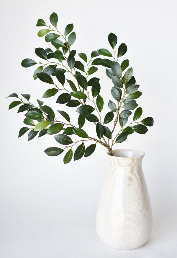 Close-up of marble veining and polished surface detail — Faux Ruscus Botanical Leaf Stem