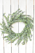 Faux Eucalyptus Round Wreath — Wired faux eucalyptus wreath with a botanical gray-green tone for door or wall