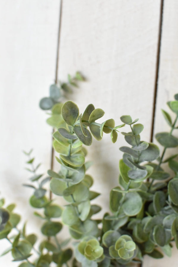 Close-up of material and construction detail — Faux Eucalyptus Round Wreath