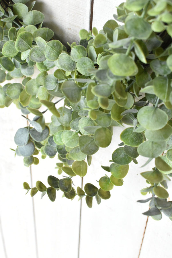 Faux Eucalyptus Round Wreath — scale reference and proportion detail
