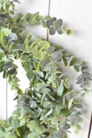 Faux Eucalyptus Round Wreath — back and side profile detail