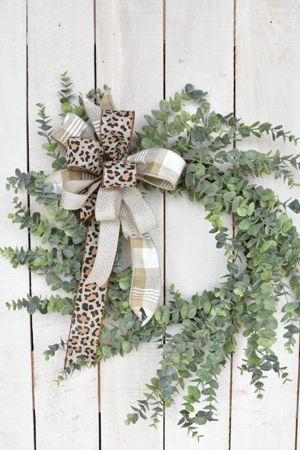 Faux Eucalyptus Round Wreath in a styled home setting