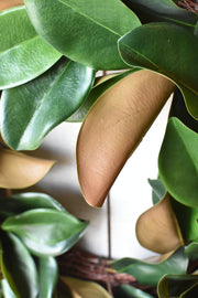 Close-up of marble veining and polished surface detail — Faux Magnolia Leaf Round Wreath