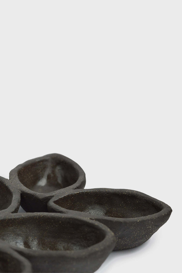 Dark Stoneware Multi-Well Serving Dish — scale reference and proportion detail