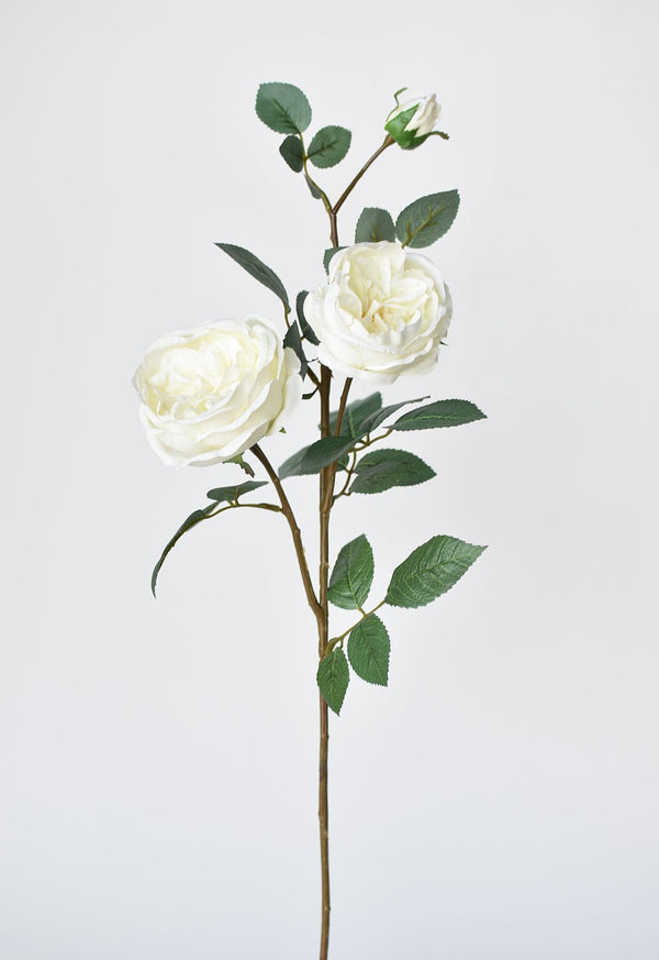 Ivory Faux Cabbage Rose Stem in a styled home setting