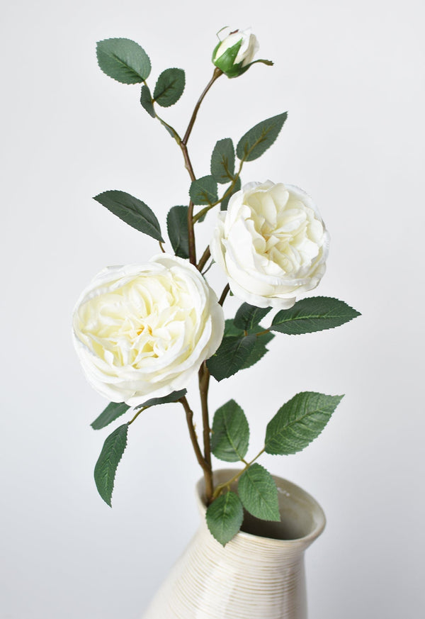 Ivory Faux Cabbage Rose Stem — scale reference and proportion detail