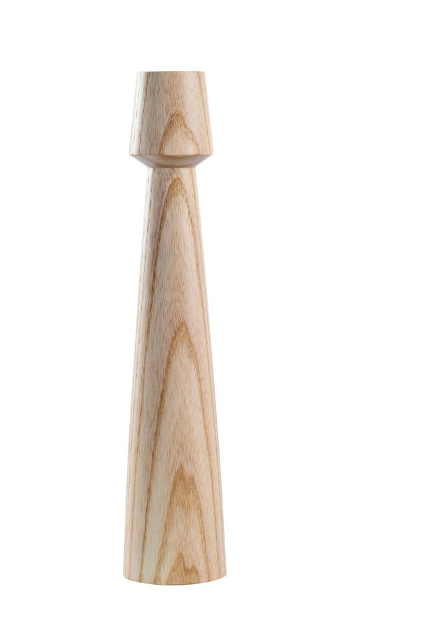 Hand-Carved Wood-Grain Taper Candle Holder