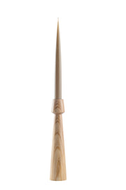 Hand-Carved Wood-Grain Taper Candle Holder — scale reference and proportion detail