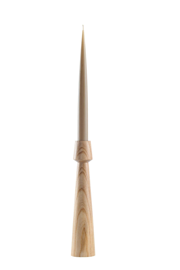 Hand-Carved Wood-Grain Taper Candle Holder