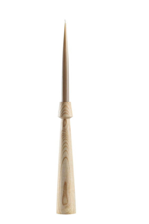 Hand-Carved Wood-Grain Taper Candle Holder