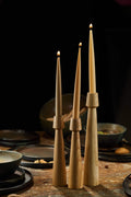Hand-Carved Wood-Grain Taper Candle Holder