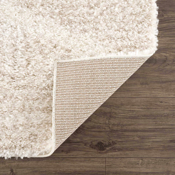 Cream & Ivory Geometric Shag Area Rug
