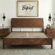Geometric Parquet Wood Bed Frame