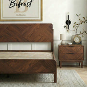 Geometric Parquet Wood Bed Frame