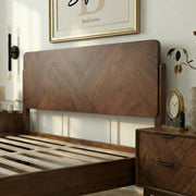 Geometric Parquet Wood Bed Frame