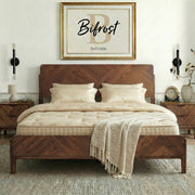 Geometric Parquet Wood Bed Frame