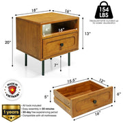 Solid Wood Single-Drawer Nightstand